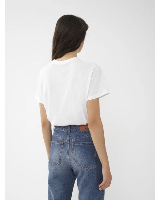 Chloé White Chloé Logo Embroidered Crewneck T-Shirt