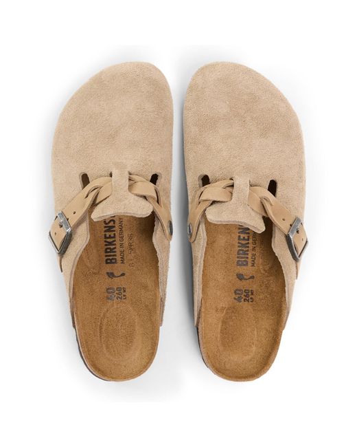 Birkenstock White Boston Suede Mules
