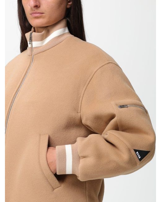 MSGM Blue High-Neck Zipped Bomber Jacket