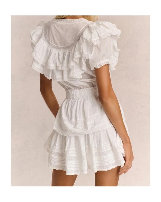 LoveShackFancy White Liv Ruffled Mini Dress