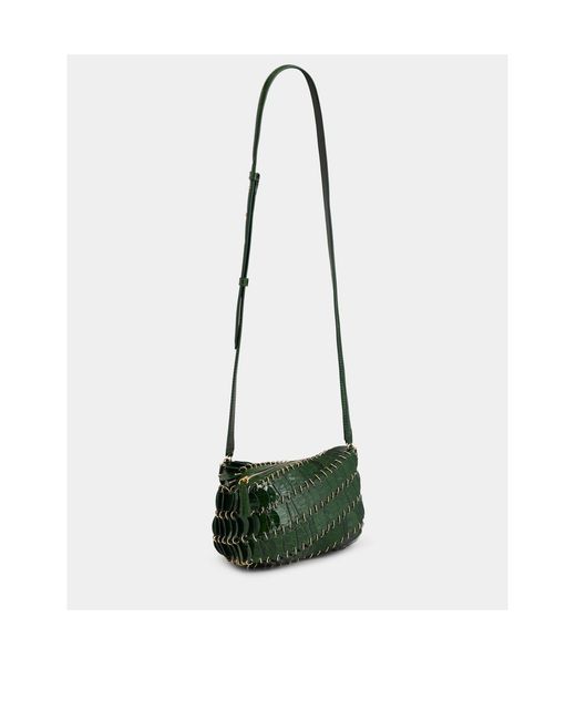 Rabanne White Discs Detailed Embossed Crossbody Bag