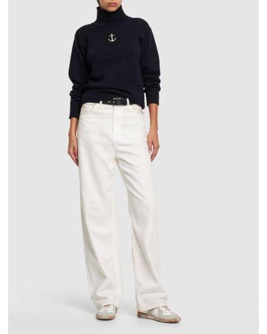 Jil Sander Blue Logo Turtleneck Sweater