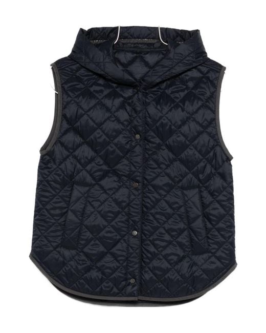 Brunello Cucinelli Blue Quilted Nylon Down Vest