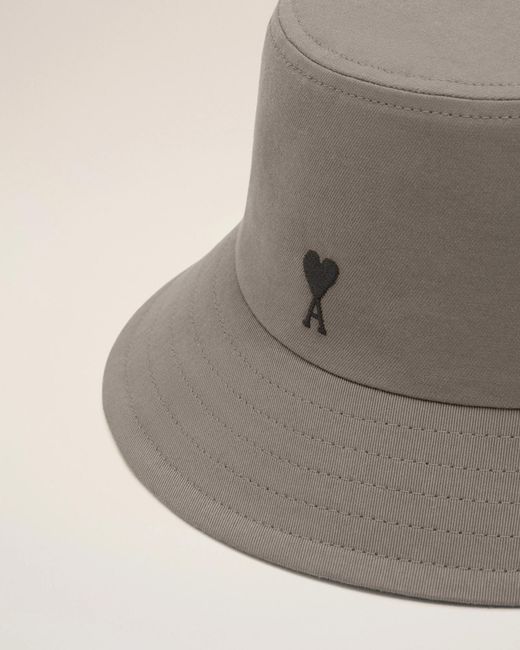AMI Gray Logo Embroidered Bucket Hat for men