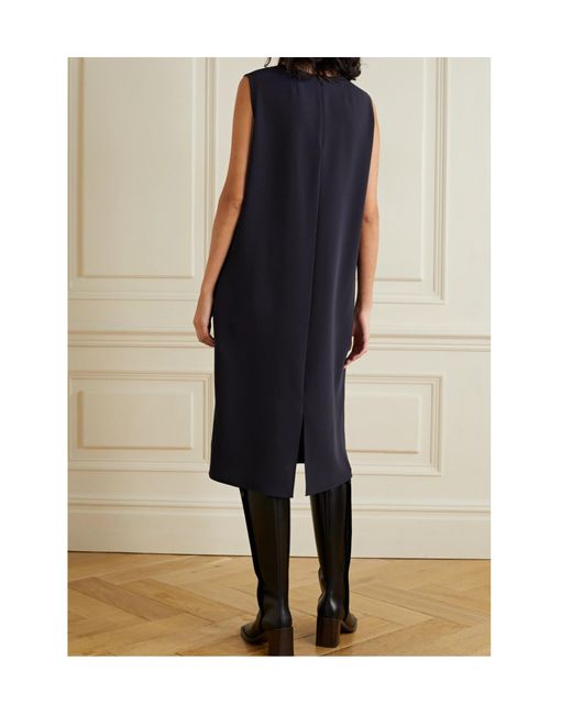 The Row Blue Round Collar Sleeveless Dress