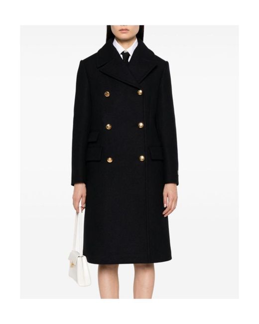 Prada Black Double-Breasted Wool Coat