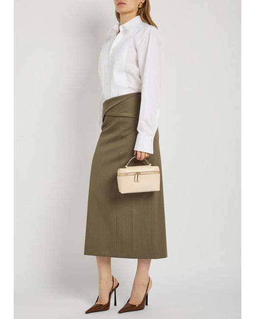 Victoria Beckham Green Wrap-Detail Wool-Blend Midi Skirt
