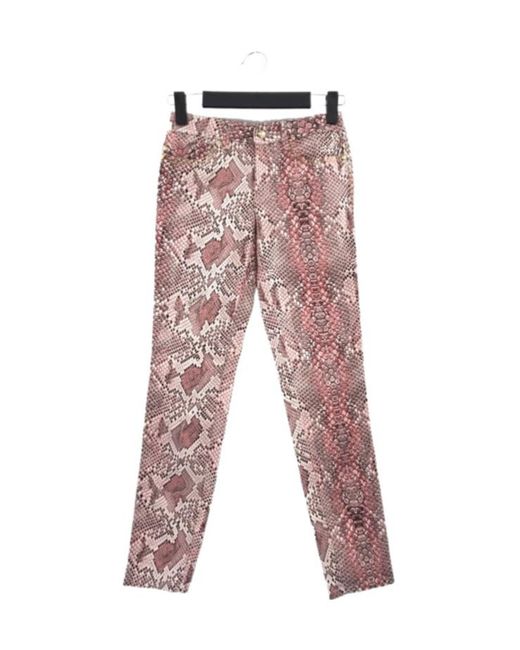 Just Cavalli Red Snake Pattern Denim Pants