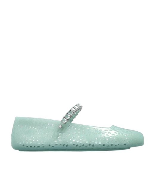 Jimmy Choo Green Round-Toed Ballet Shoes