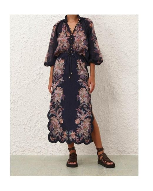 Zimmermann Blue Rhiannon Scallop Midi Skirt