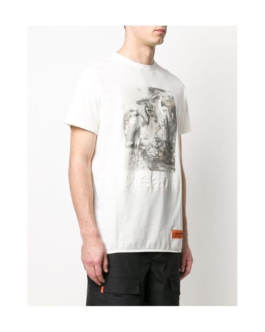 Heron Preston White Logo Embossed T-Shirt for men