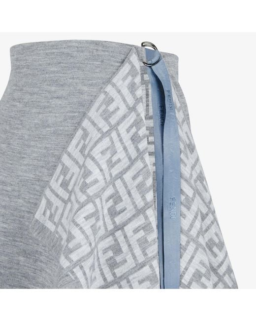 Fendi Gray Asymmetrical Hem Midi Skirt