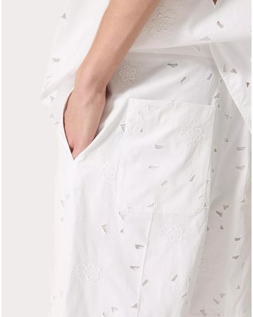 Valentino White Wide-Leg Bermuda Shorts for men