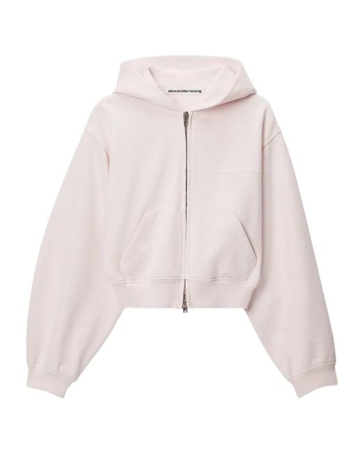 Alexander Wang Pink Zip-Up Hoodie W/ Logo Print