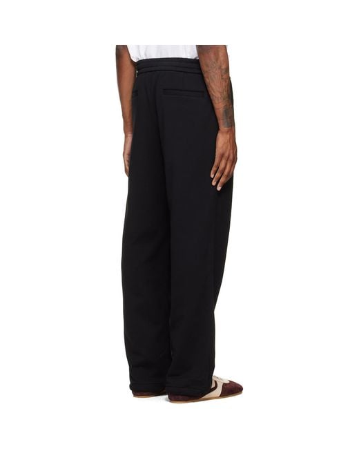 Wooyoungmi Black Pleated Drawstring-Waist Track Pants for men