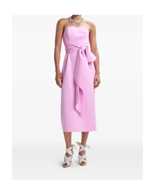 Essentiel Antwerp Pink Strapless Midi Dress With Wrap-Belt