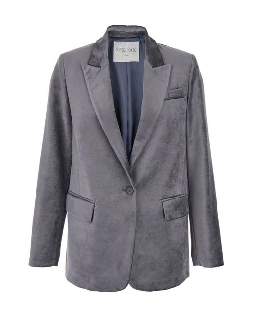 Forte_forte Gray Single-Breasted Velvet Blazer