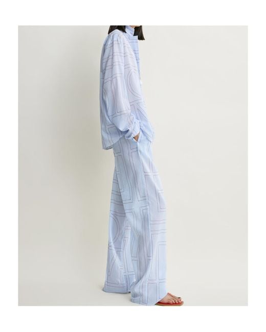 Totême  Blue Long-Sleeved Pajama Top