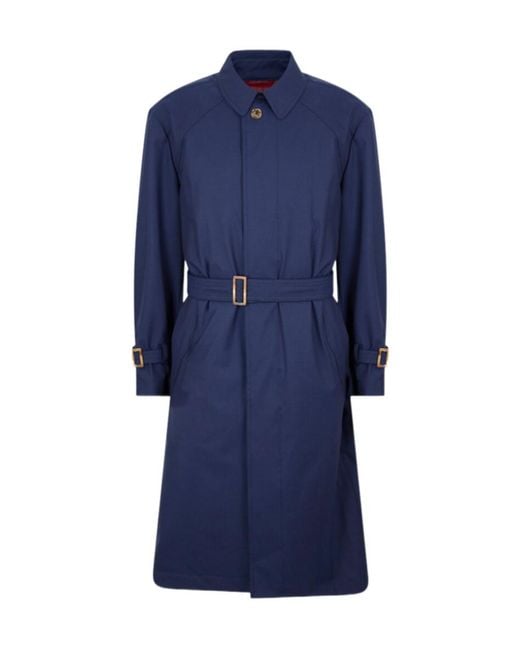 Brunello Cucinelli Blue Long-Sleeved Trench Coat for men