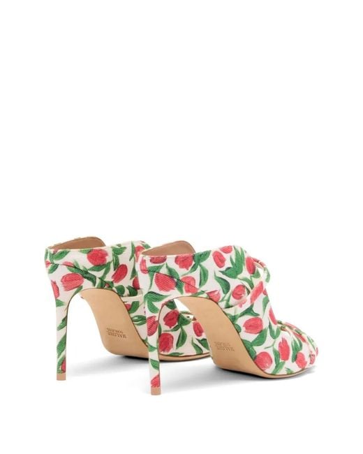Malone Souliers White Tulip Print Sandals