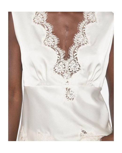 ERMANNO FIRENZE White Lace-Detail Tank Top