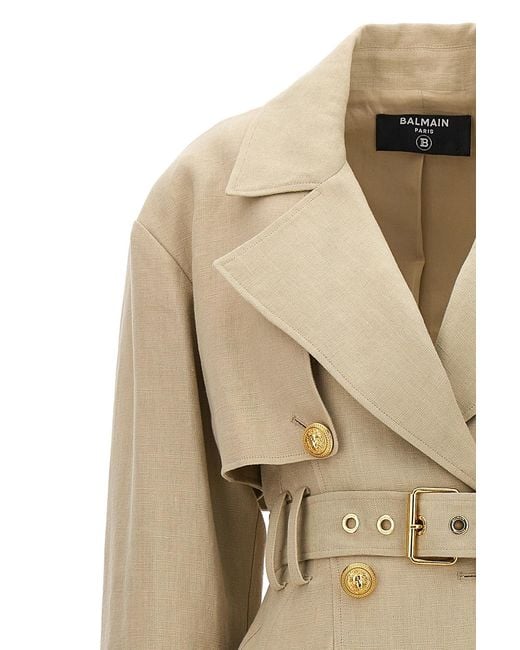 Balmain Natural Double-Breasted Trench Coat