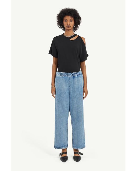 MM6 by Maison Margiela Blue Cropped Denim Trousers