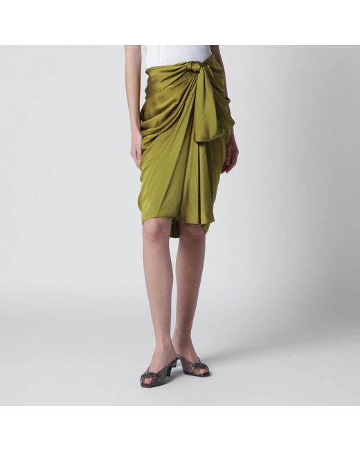 Chloé Green Draped Silk Skirt