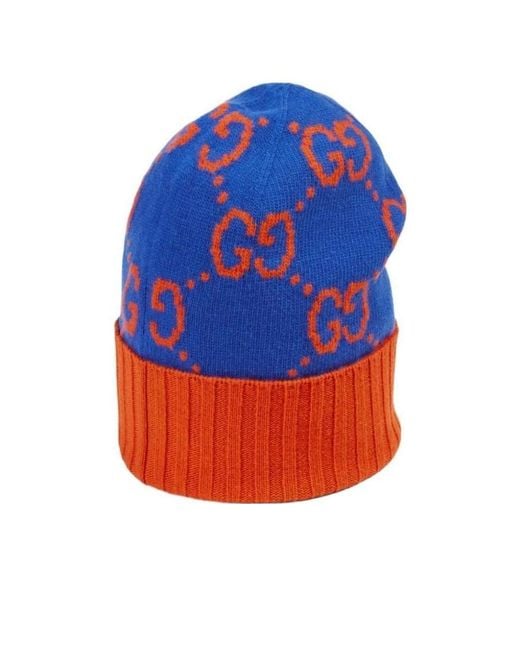 Gucci Blue Gg Knit Wool Hat for men