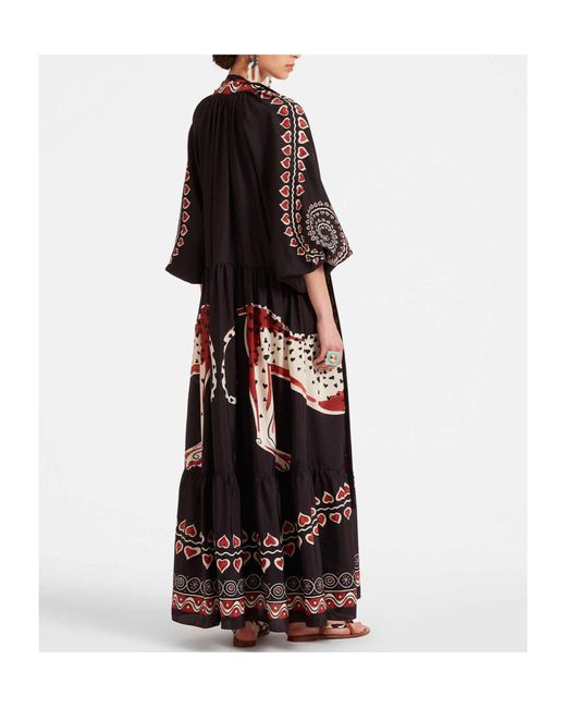 LaDoubleJ Black Athena Animal-Print Silk Dress