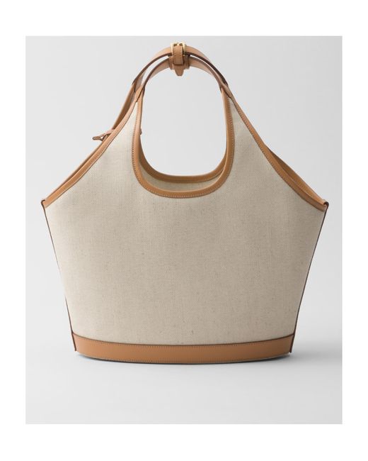 Prada Gray Logo Printed Medium Top Handle Bag