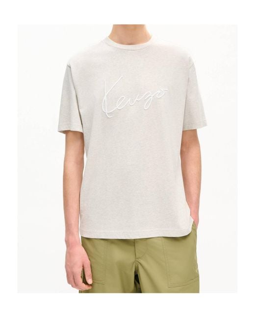 KENZO White Signature' Embroidered T-Shirt for men