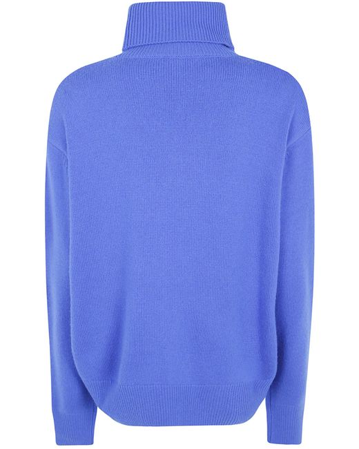 Frankie Shop Blue High-Neck Knit Top