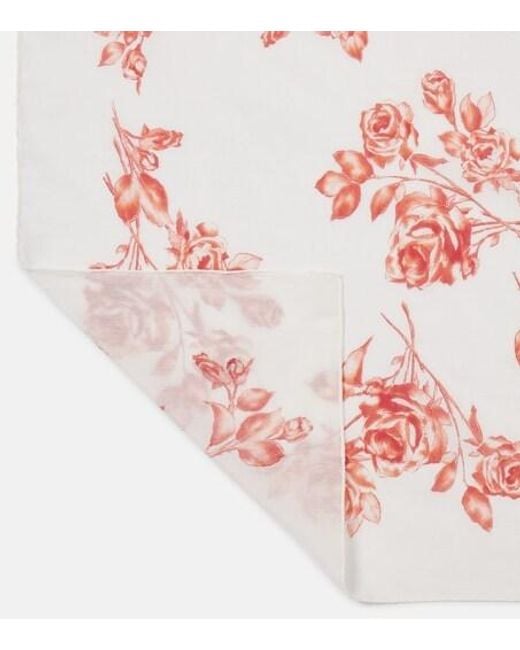 Magda Butrym Pink Floral Printed Cotton And Silk Scarf