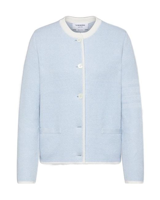 Thom Browne Blue Honeycomb-Knit Jacket