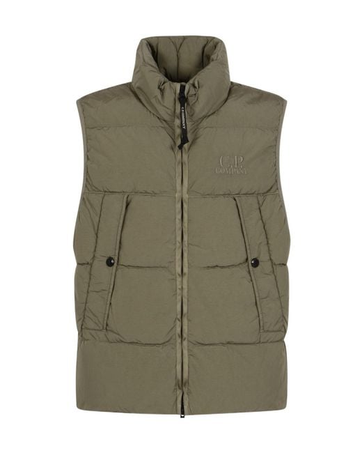 C P Company Green Quilted Padded Vest for men