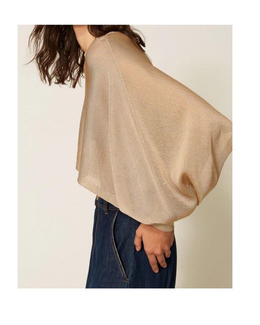 Twinset Blue Cropped Crewneck Knitted Top