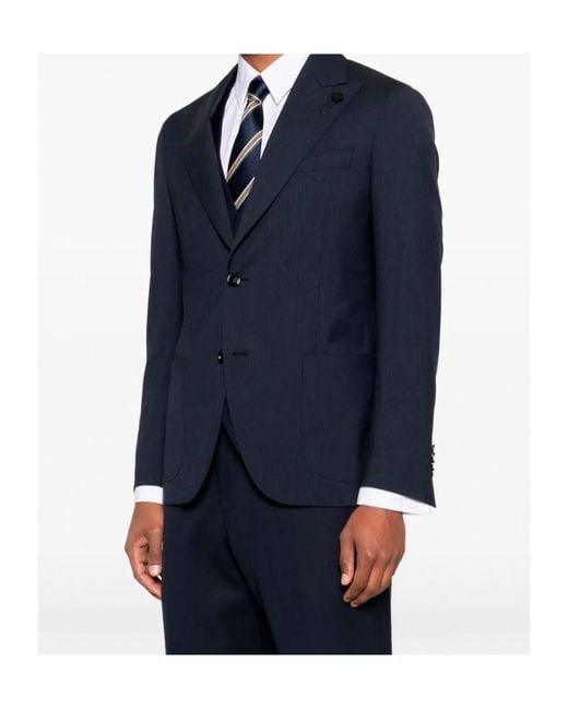 Lardini Blue Button Pin Virgin-Wool Jacket for men