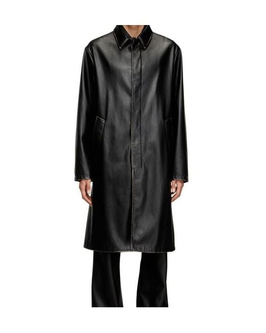 DIESEL Black J-Rivers Faux Leather Coat for men