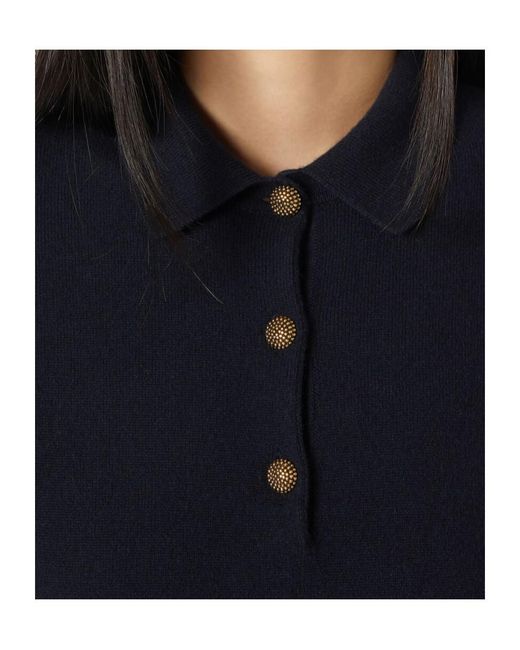 Loro Piana Blue Short-Sleeved Knitted Polo Shirt