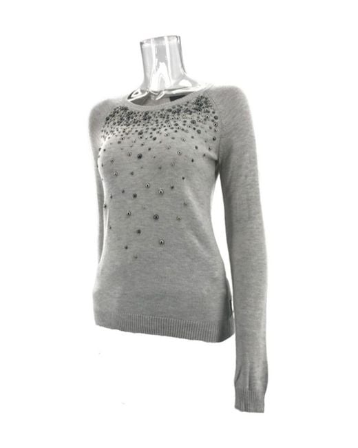 Armani Jeans Gray Round-Neck Long-Sleeved Sweater