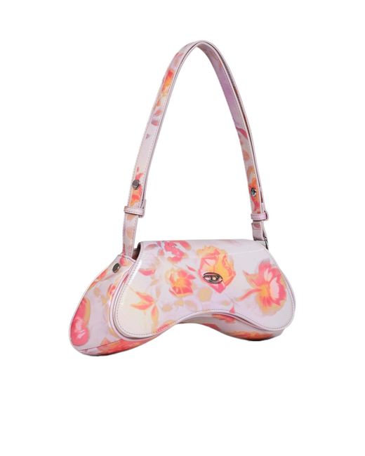 DIESEL White Play Floral-Print Shoulder Bag
