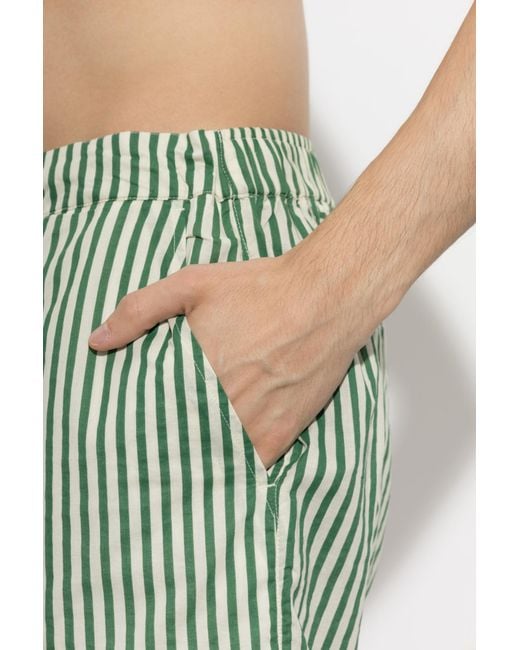 AllSaints Green Striped Shorts for men