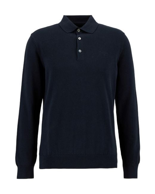 Barbour Blue Knitted Polo for men