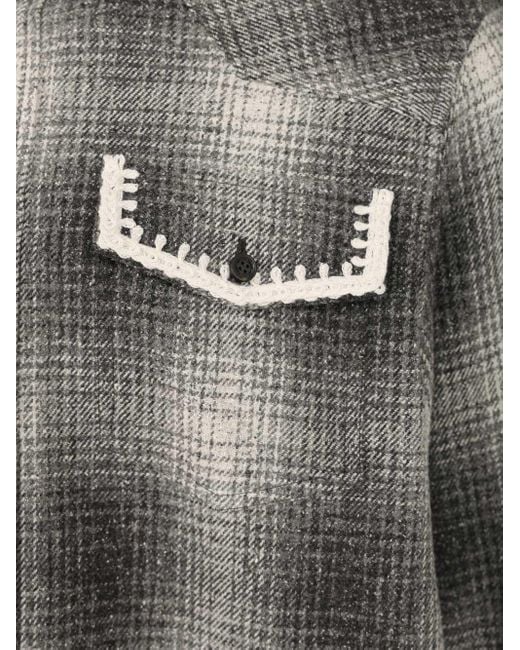 Golden Goose Deluxe Brand Gray Checked Crochet-Trimmed Shirt Jacket for men
