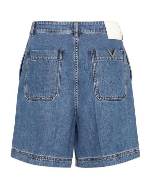 Valentino Blue Vgold Logo Patch Denim Shorts for men
