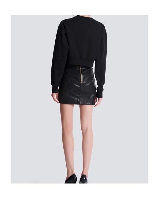 Balmain Black Logo Printed Cropped Sweatshirt