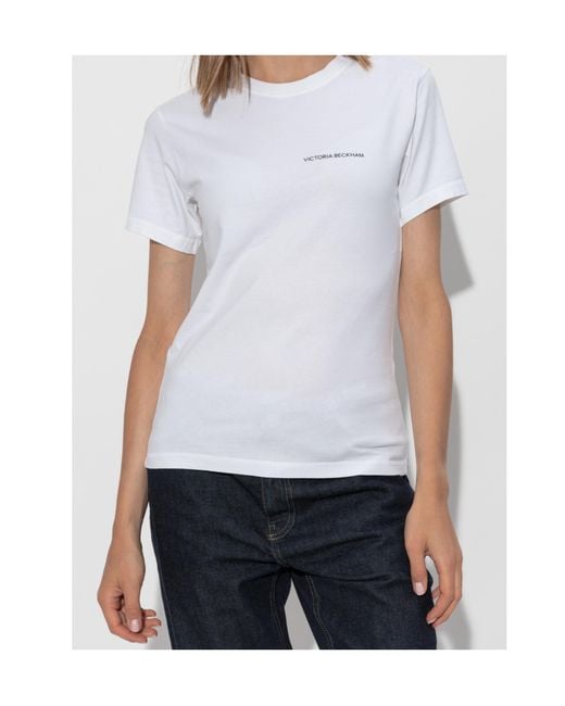 Victoria Beckham White Logo Printed Crewneck T-Shirt