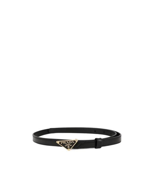 Prada White Logo Plaque Belt