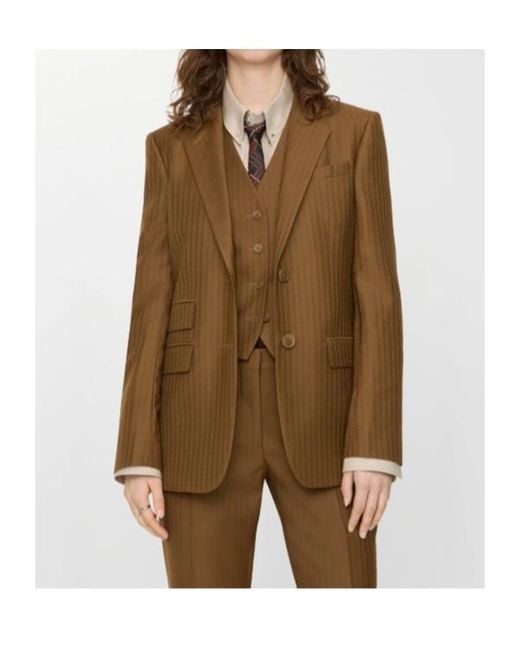 Burberry Brown Single-Breasted Tailored Blazer